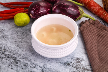 Light seafood soup with prawns