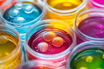 Colorful Petri Dishes Lab Research Microbiology Experiment