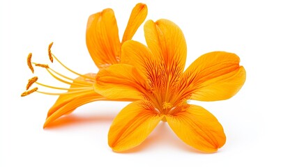 Obraz premium Two vibrant orange Clivia flowers isolated on white for spring designs