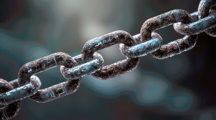 Obraz premium Interconnected Metal Chain: A Symbol of Network Security and Technological Advancement