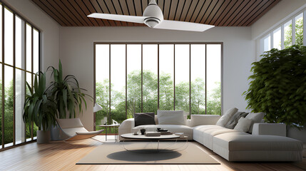A_modern_ceiling_fan_spinning_in_a_sleek_well-lit