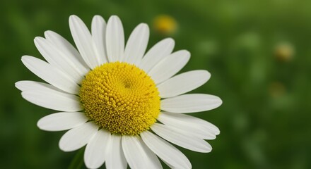 Fototapeta premium Close-up of a vibrant white daisy in bloom against a green background