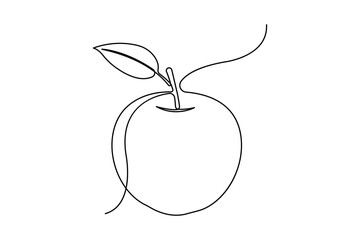 Continuous one line art drawing of apple fruit design vector illustration
