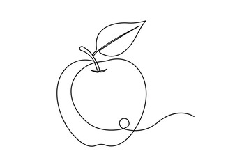 Continuous one line art drawing of apple fruit design vector illustration
