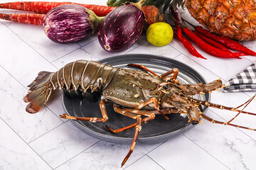 Raw wild fresh spiny lobster