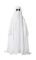 White ghost costume against white background, ideal for Halloween projects