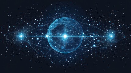 Obraz premium Futuristic digital globe with network connections in space.