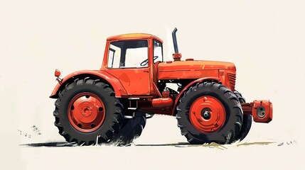 Obraz premium A cartoon tractor, vector illustration style