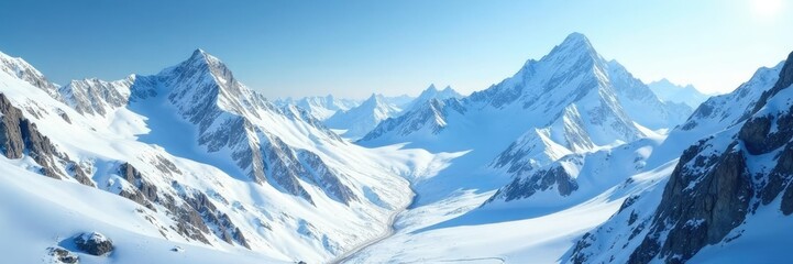 Obraz premium Snow-covered alpine mountain range with glaciers, winter, glacier