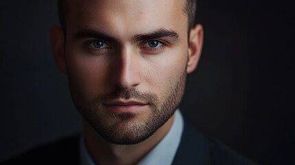 Fototapeta premium Handsome man with short hair and a light beard 