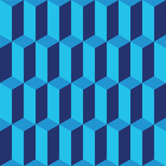 Seamless 3D vector pattern. Isometric perspective repetetive geometric pattern. Abstract prisms blue