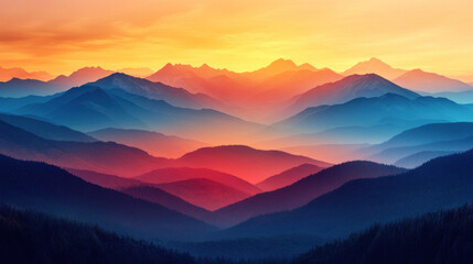 Fototapeta premium Vector backgrounds showcasing minimalist mountain silhouettes against soft gradients