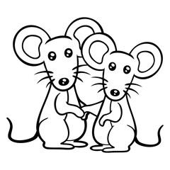 2 Mice Couple Two Love Valentine's Day Woman Man Design Lover Art Vector Illustration Card T-Shirt Poster Sticker Graphic Print Decorative Drawing Isolated Logo Decoration Symbol Creative Cool Style
