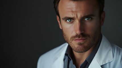 Handsome man with short hair and a light beard
