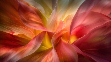 Vibrant abstract floral design showcasing swirling petals in warm colors, evoking a sense of motion