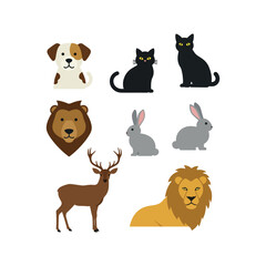 Fototapeta premium cute animals icons collection set vector design illustrations