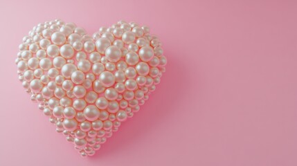 Pearl heart on pink background.