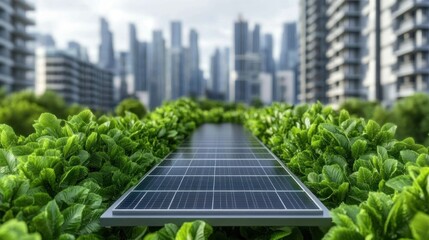 Fototapeta premium Explore Renewable Energy Conservation Strategies through a solar-powered urban landscape showcasing intelligent energy storage solutions Witness the future of sustainable design empowered by