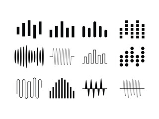 set of digital wave symbol design vector illustration on transparent background