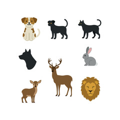 cute animals icons collection set vector design illustrations