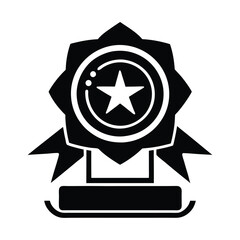 Award ribbon with star icon vector