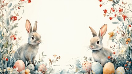 Fototapeta premium Fantasy Easter Celebration with Dragon Elements and Floral Border Designs