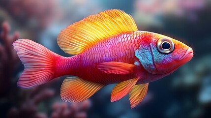Obraz premium A 3D rendered image showcasing a tranquil school of tropical fish swimming in a calm underwater environment The fluid silhouetted movement of the fish creates a serene