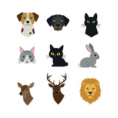 Fototapeta premium cute animals icons collection set vector design illustrations