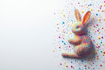 Obraz premium Colorful Candy Bunny on White Background for Easter Celebrations and Festive Themes