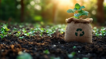 zero emissions day recycling symbol on nature background eco friendly concept