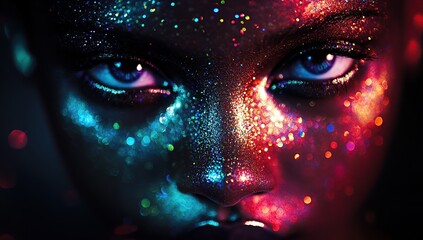 Naklejka premium A mesmerizing display of multicolored lights creating an enchanting bokeh effect