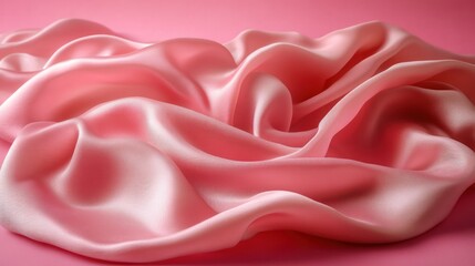 Obraz premium Pink silk fabric drapes, studio shot, pink background, textile design