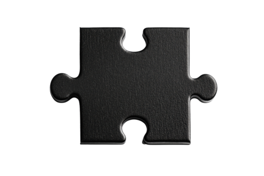 Single Jigsaw Puzzle Piece with Smooth Rounded Edges and Perfect Cutouts Isolated on Transparent Background