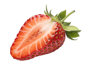 slice of strawberry in the middle on a backg isolated on transparent background png