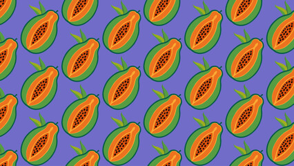 seamless papaya pattern on purple background