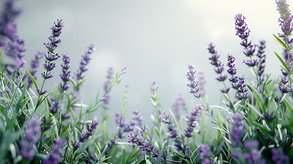Fototapeta premium border frame with lavender springs and herbs