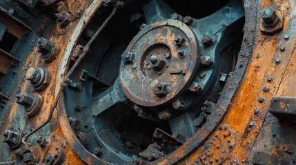 Detailed Close-Up of Vintage Machinery Gear with Rust and Texture