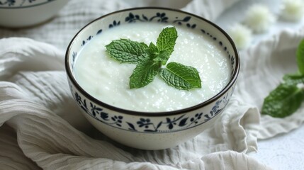 Refreshing Laban Yogurt Drink with Fresh Garnish