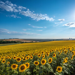 Obraz premium Sunflower Fields in North Dakota