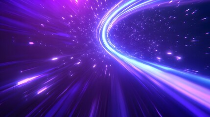 A gradient background with purple and blue lines
