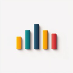 A modern, minimalist graphic featuring vertical bars in various colors, representing data or progress on a clean background.