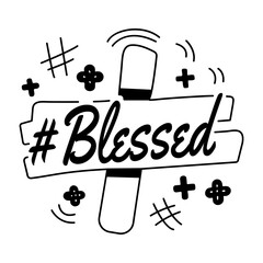 Blessed typography sticker in glyph style 
