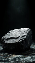 Naklejka premium Hard atmosphere black stone texture. ai generated