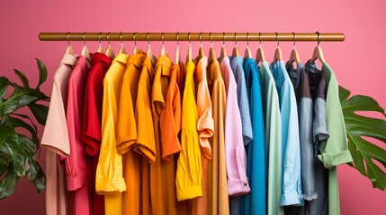 Professional Bright Colored Clothes on a Rack for Fashion Display and Organization