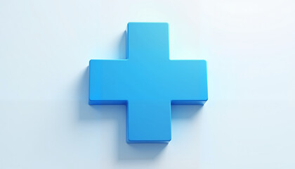 Fototapeta premium Blue medical cross on plain background