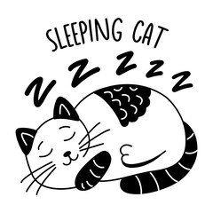 Sleeping cat sticker in glyph style 
