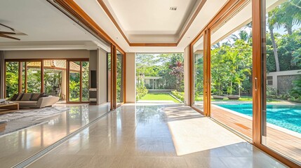 Bright and Spacious Modern Living Room with Open Garden View