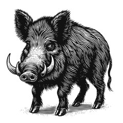 black and white wild boar