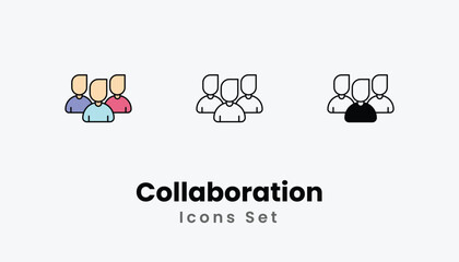 Collaboration Icons thin line and glyph vector icon stock illustration