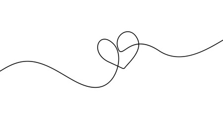 One Continuous Line Drawing of Heart. Modern Simple Vector Illustration of Love Concept in Linear Style. Valentines Day Symbol in Editable Stroke. Doodle Line Art Illustration